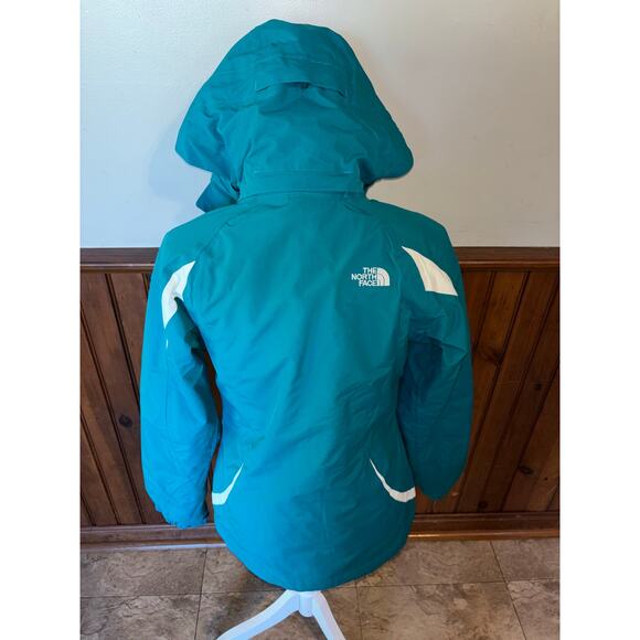 North Face Womens HyVent TriClimate 3-in-1 Winter Hooded Jacket Teal White XS - Picture 5 of 16